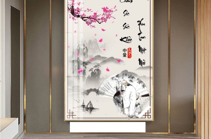 Khung tranh tráng gương - Tranh dưỡng sinh, thiền  trang trí nội thất