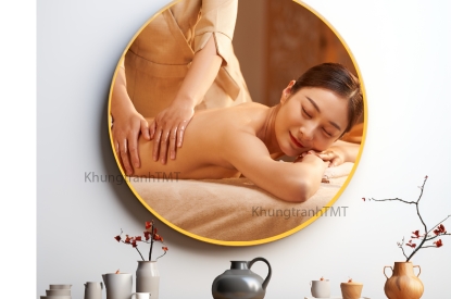 Khung tranh tráng gương - Tranh tráng gương tròn- Tranh trang trí tiệm spa