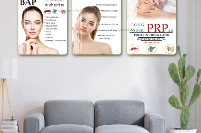 Khung tranh tráng gương- tranh chăm sóc da, tiêm filler cho spa, thẩm mỹ viện