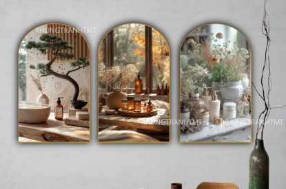 Bộ 3 tranh vòm tráng gương dành cho spa