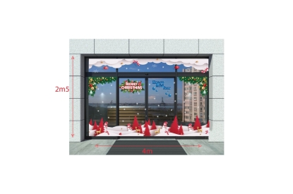Decal Merry Christmas Cỡ Lớn – Ông Già Noel, Xe Tuần Lộc, Cây Thông Đẹp Nổi Bật