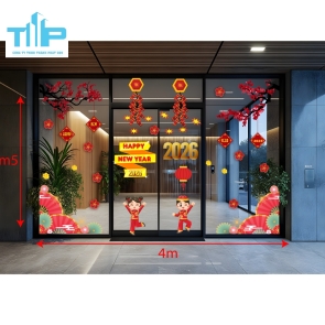 🌟 Decal trang trí Tết 2026 – Sắc đỏ rực rỡ, xuân an khang thịnh vượng mẫu 18