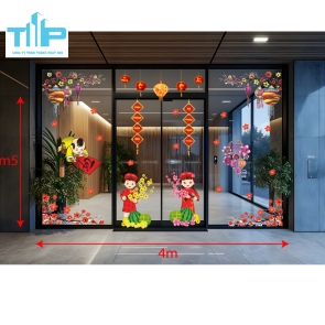 🎇 Decal Tết Happy New Year 2026 – Lựa chọn hoàn hảo cho trang trí mặt tiền mẫu 17