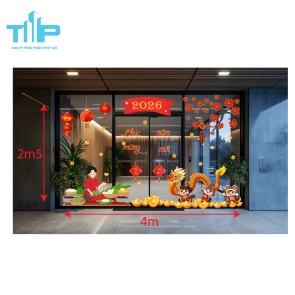 Mẫu mới  2026 - Decal Tết 2026 Rồng Vàng – Trang Trí Cửa Kính Phát Tài mẫu 52