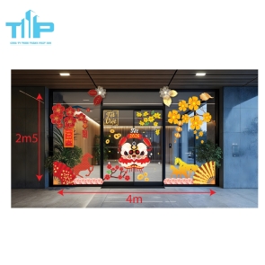 Mẫu mới  2026 - Decal Tết 2026 Dán Cửa Kính – Lân Sư Hoa Mai Đậm Chất Tết Việt  mẫu 53