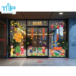Decal Tết 2026 Chào Xuân – Mẫu Mới Độc Quyền, Dán Cửa Kính Đẹp Mắt mẫu 22