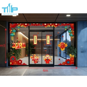 Decal Trang Trí Tết 2026 – Thiết Kế Đèn Lồng, Câu Đối, Hoa Văn Đẹp Mắt mẫu 23