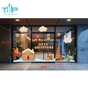 🧸❄️ Decal Giáng Sinh Gấu Bông & Bánh Gừng – Không Gian Lung Linh, Ấm Cúng mẫu 46