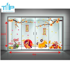 Trang Trí Tết 2026 Với Decal Dán Kính – Đơn Giản, Đẹp, Sang Trọng mẫu 7 
