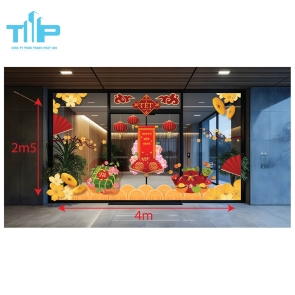 Mẫu mới  2026 - Decal Trang Trí Cửa Kính Tết – Sắc Xuân Phú Quý, Vượng Khí Đầu Năm mẫu 40