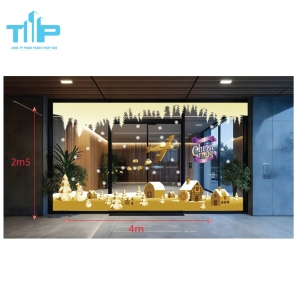 Decal Giáng Sinh – Trang Trí Noel Làng Tuyết Vàng Sang Trọng Cho Shop, Quán Cafe mẫu 19