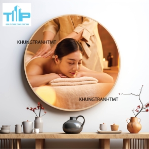 Khung tranh tráng gương - Tranh tròn spa chăm sóc da 2