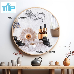 Khung tranh tráng gương - Tranh tròn spa chăm sóc da 3
