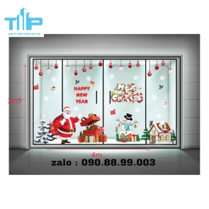 Decal Dán Kính Giáng Sinh 2026 – Bộ Trang Trí Noel Ông Già Noel, Hộp Quà Lớn, Người Tuyết mẫu 20