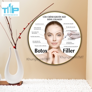 Khung tranh tráng gương- Tranh tròn Cân chỉnh khuôn mặt bằng Collagen