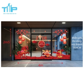 Mẫu mới 2026 -Decal Tết 2026 – Trang Trí Cửa Kính Ngựa Đỏ Rước Lộc Đầu Năm  mẫu 72