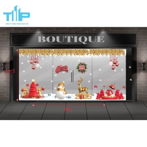 Decal Trang Trí Noel Cửa Kính – Decal Dán Kính Giáng Sinh 3D Sang Trọng mẫu 22