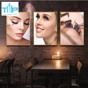 Khung tranh tráng gương -Bộ 3 tranh - Tranh nối mi siêu đẹp cho tiệm 