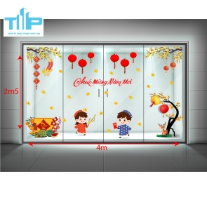 Trang Trí Cửa Kính Tết Đẹp – Decal Tết Ý Nghĩa, Thu Hút Tài Lộc  mẫu 8 