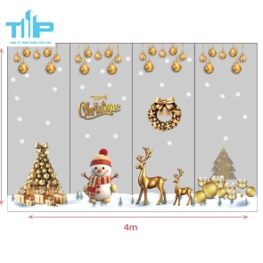 Decal Trang Trí Noel Vàng Sang Trọng Cho Cửa Kính Shop, Quán Cafe, Sảnh tòa nhà,......, mẫu 24