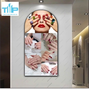Mẫu nail màu đỏ siêu hút ánh nhìn - Tranh vòm tráng gương cao cấp