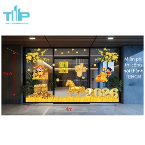 Mẫu mới  2026 - Mẫu Decal Tết 2026 Hot Trend –Ngựa Vàng Tài Lộc  mẫu 56