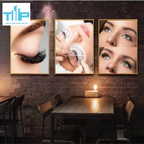 Khung tranh tráng gương -Bộ 3 tranh - Tranh nối mi siêu đẹp cho tiệm nối mi, spa, nail