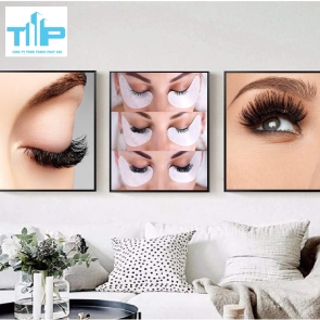 Khung tranh tráng gương -Bộ 3 tranh - Tranh nối mi, phun xăm thẩm mỹ
