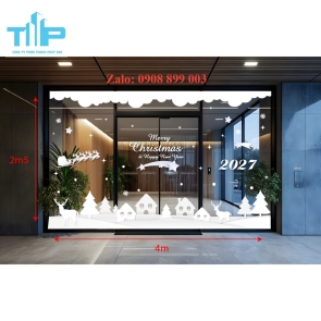 “Xứ Sở Tuyết Trắng” – Mẫu Decal Noel Dán Kính Độc Đáo 2027 - mẫu 76
