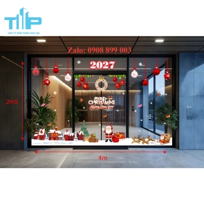 Decal Trang Trí Noel 2027 Cửa Kính – Bộ Decal Giáng Sinh Đẹp, Ấn Tượng - mẫu 77