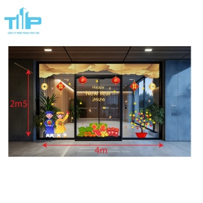 Mẫu mới  2026 - Decal Tết Dán Cửa Kính 2026 – Mẫu Truyền Thống Đón Xuân Tài Lộc   mẫu 45