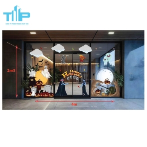 Decal Halloween Trang Trí Cửa Kính – Ma Quái, Bí Ngô, Bí Ẩn, Cực Đẹp Cho Showroom & Văn Phòng Mẫu 1 