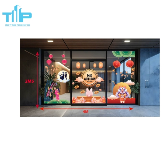 mẫu decal siêu đẹp, vui nhộn  rành riêng cho dịp lễ hội trung thu trang trí cực đẹp bắt mắt sang trọng mẫu 10