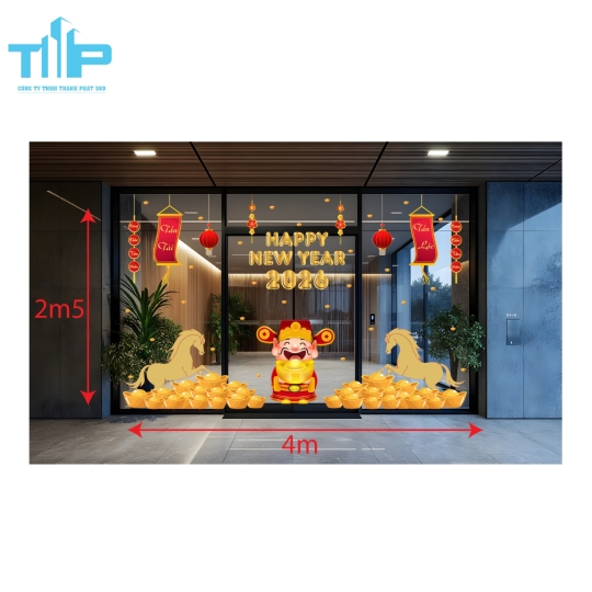 Mẫu mới  2026 - Decal Trang Trí Tết 2026 Dán Kính - Khai Xuân Phát Tài  mẫu 47