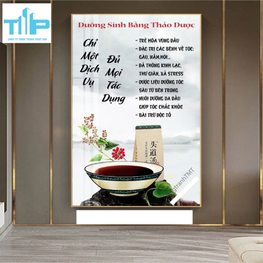 Khung tranh tráng gương- DƯỠNG SINH BẰNG THẢO DƯỢC-MỘT DỊCH VỤ MỌI TÁC DỤNG 