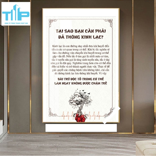 Khung tranh tráng gương- DƯỠNG SINH BẰNG THẢO DƯỢC-ĐẢ THÔNG KINH LẠC 