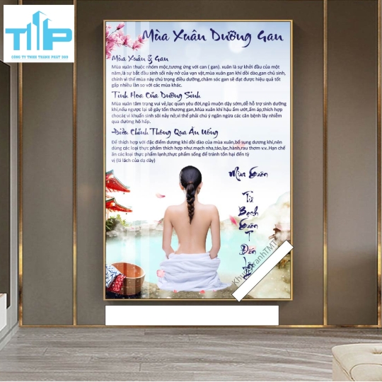 Khung tranh tráng gương - Mùa xuân dưỡng gan - Dưỡng sinh 