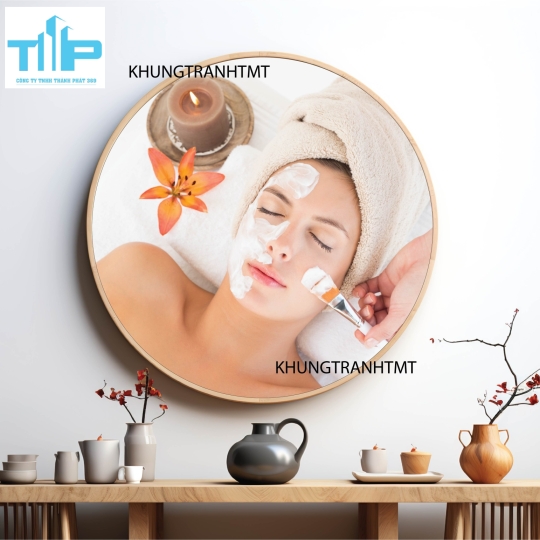 Khung tranh tráng gương - Tranh tròn spa chăm sóc da