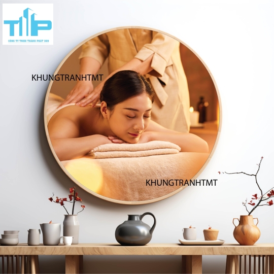Khung tranh tráng gương - Tranh tròn spa chăm sóc da 2