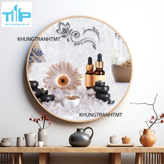 Khung tranh tráng gương - Tranh tròn spa chăm sóc da 3