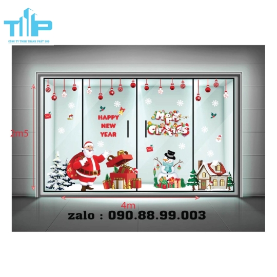 Decal Dán Kính Giáng Sinh 2026 – Bộ Trang Trí Noel Ông Già Noel, Hộp Quà Lớn, Người Tuyết mẫu 20
