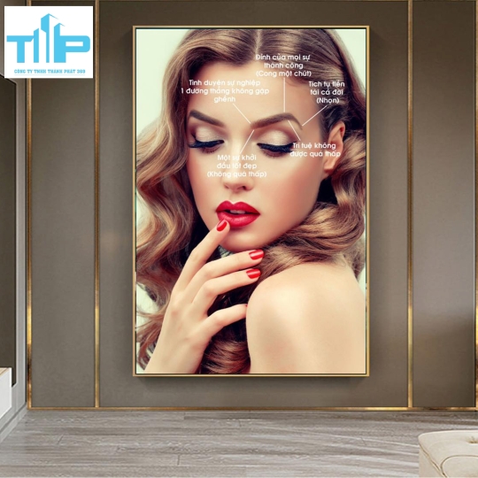tranh tráng gương phun xăm môi trang trí cho spa, thẩm mỹ viện