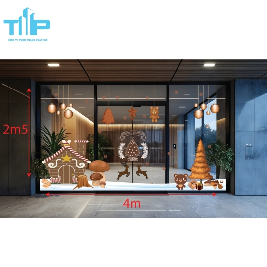 Decal Noel Trang Trí Cửa Hàng – Thiết Kế Ngộ Nghĩnh, Ấm Áp Mùa Giáng Sinh mẫu 51