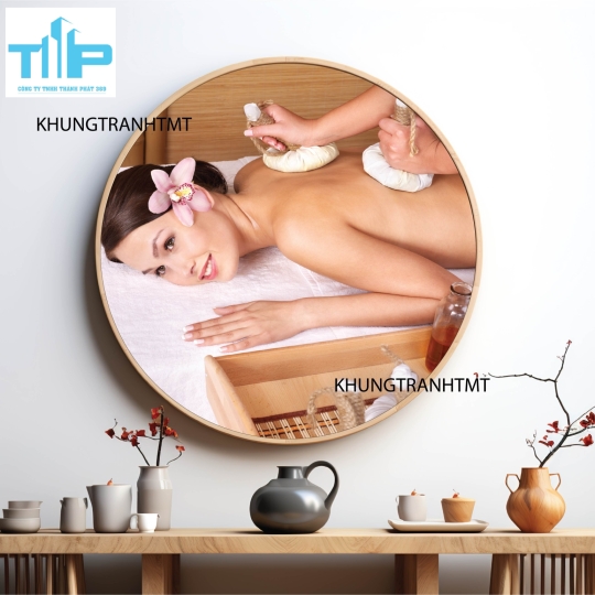 Khung tranh tráng gương - Tranh tròn spa chăm sóc da 5
