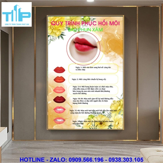 tranh tráng gương phun xăm môi sang trọng cho thẩm mỹ viện spa