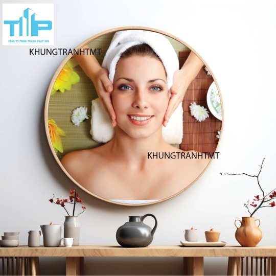 Khung tranh tráng gương - Tranh tròn spa chăm sóc da 6