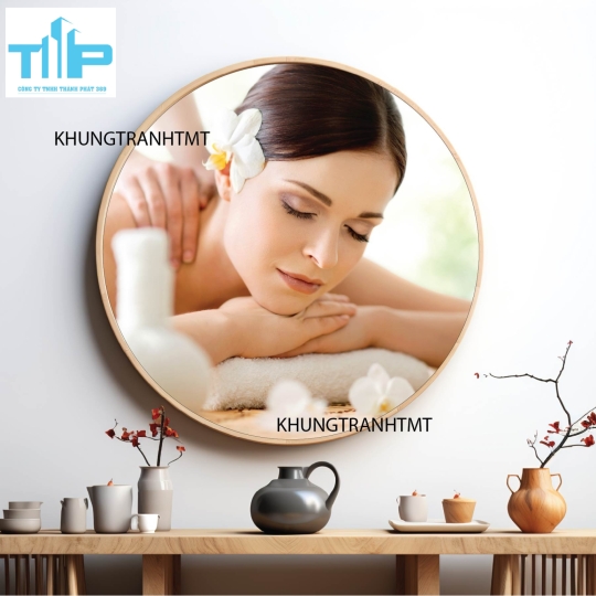 Khung tranh tráng gương - Tranh tròn spa chăm sóc da 8