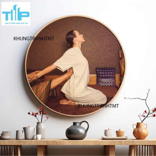 Khung tranh tráng gương - Tranh tròn spa chăm sóc da 10