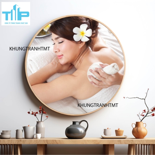 Khung tranh tráng gương - Tranh tròn spa chăm sóc da 9