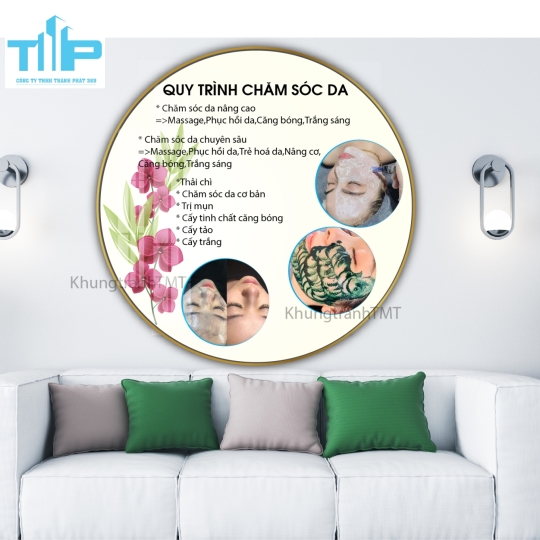 Khung tranh tráng gương- Tranh tráng gương tròn quy trình chăm sóc da